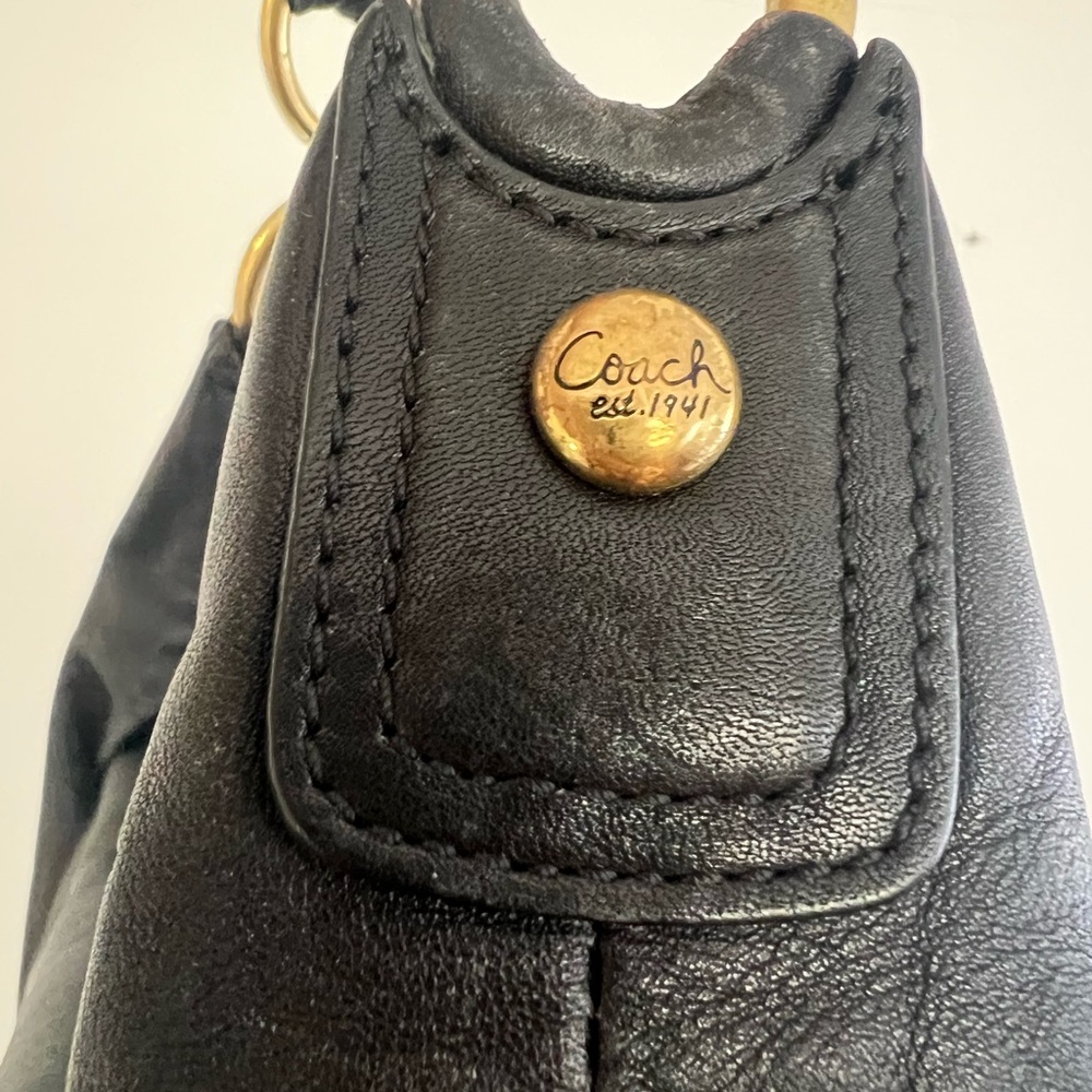 Coach Black Leather Hobo Bag with Gold Accents - Picture 3 of 8